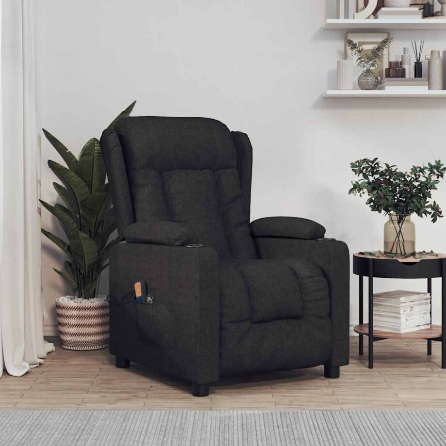 vidaXL Massagestoel elektrisch stof zwart afbeelding 1