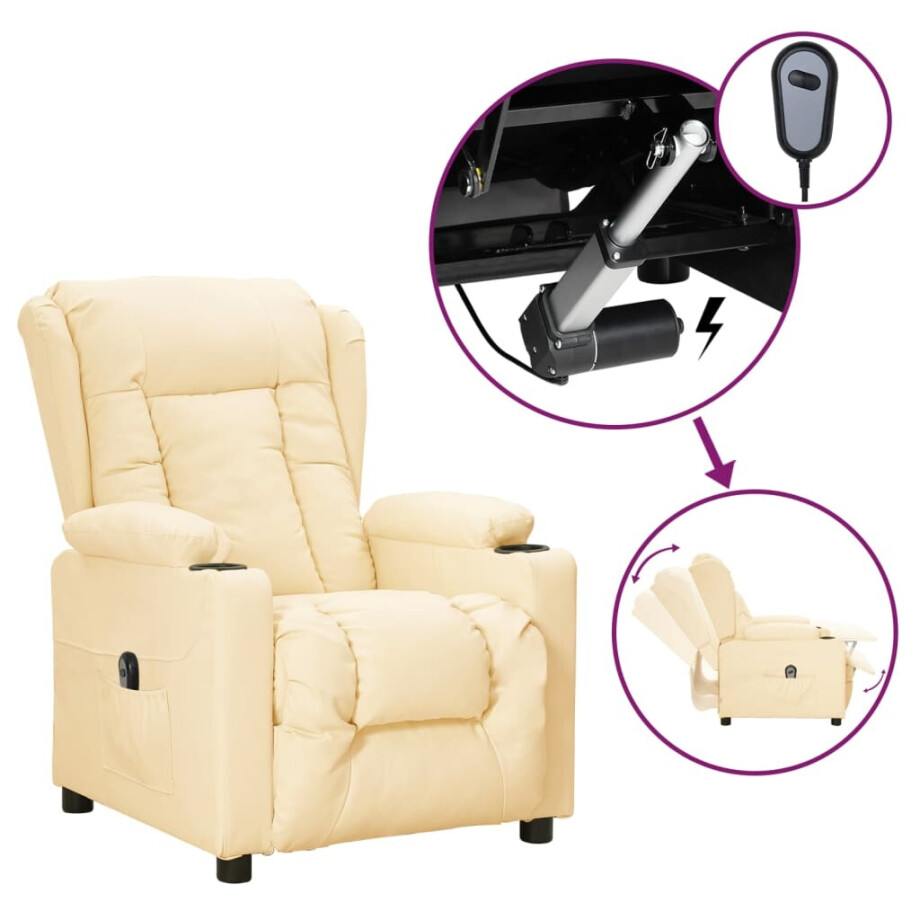 vidaXL Fauteuil elektrisch verstelbaar kunstleer crèmekleurig afbeelding 1