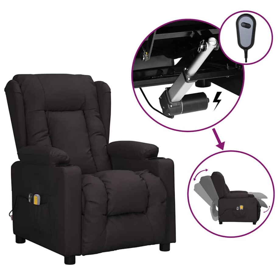 vidaXL Massagestoel elektrisch kunstleer zwart vidaXL Massagestoel elektrisch kunstleer zwart afbeelding 1