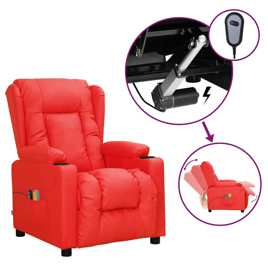 vidaXL Massagestoel elektrisch kunstleer rood afbeelding 1