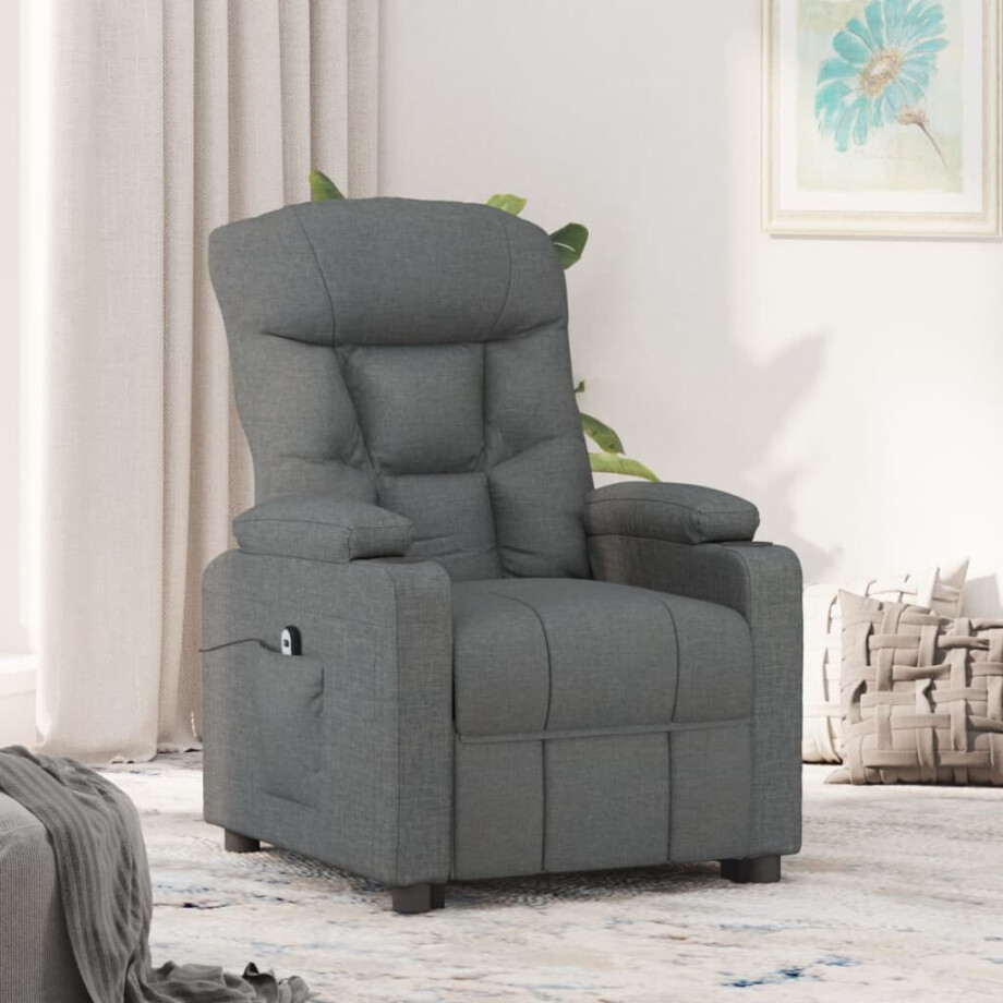vidaXL Fauteuil elektrisch verstelbaar stof donkergrijs vidaXL Fauteuil elektrisch verstelbaar stof donkergrijs afbeelding 1
