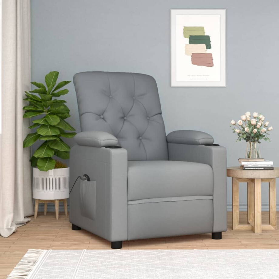 vidaXL Fauteuil elektrisch verstelbaar stof lichtgrijs afbeelding 1