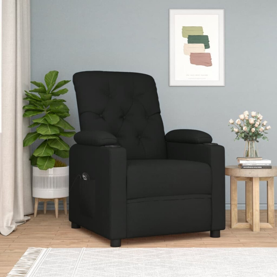 vidaXL Fauteuil verstelbaar elektrisch stof zwart vidaXL Fauteuil verstelbaar elektrisch stof zwart afbeelding 1