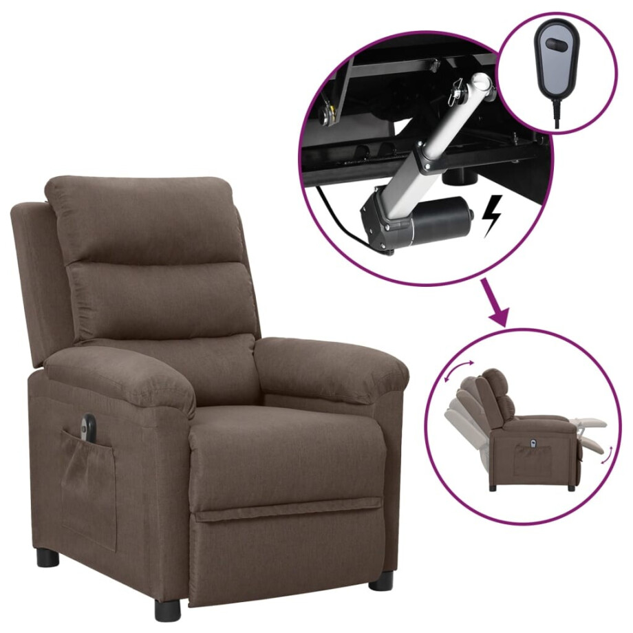 vidaXL Fauteuil verstelbaar elektrisch stof taupe vidaXL Fauteuil verstelbaar elektrisch stof taupe afbeelding 1