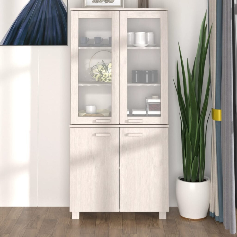vidaXL Hoge kast HAMAR massief grenenhout wit vidaXL Hoge kast HAMAR massief grenenhout wit afbeelding 1