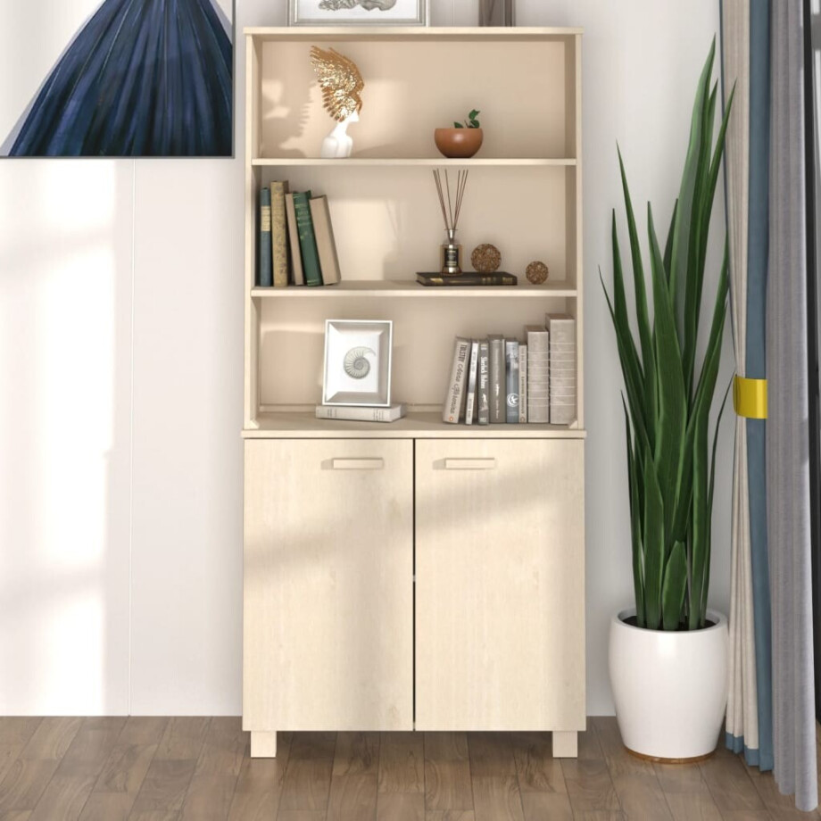 vidaXL Hoge kast HAMAR massief grenenhout honingbruin afbeelding 1