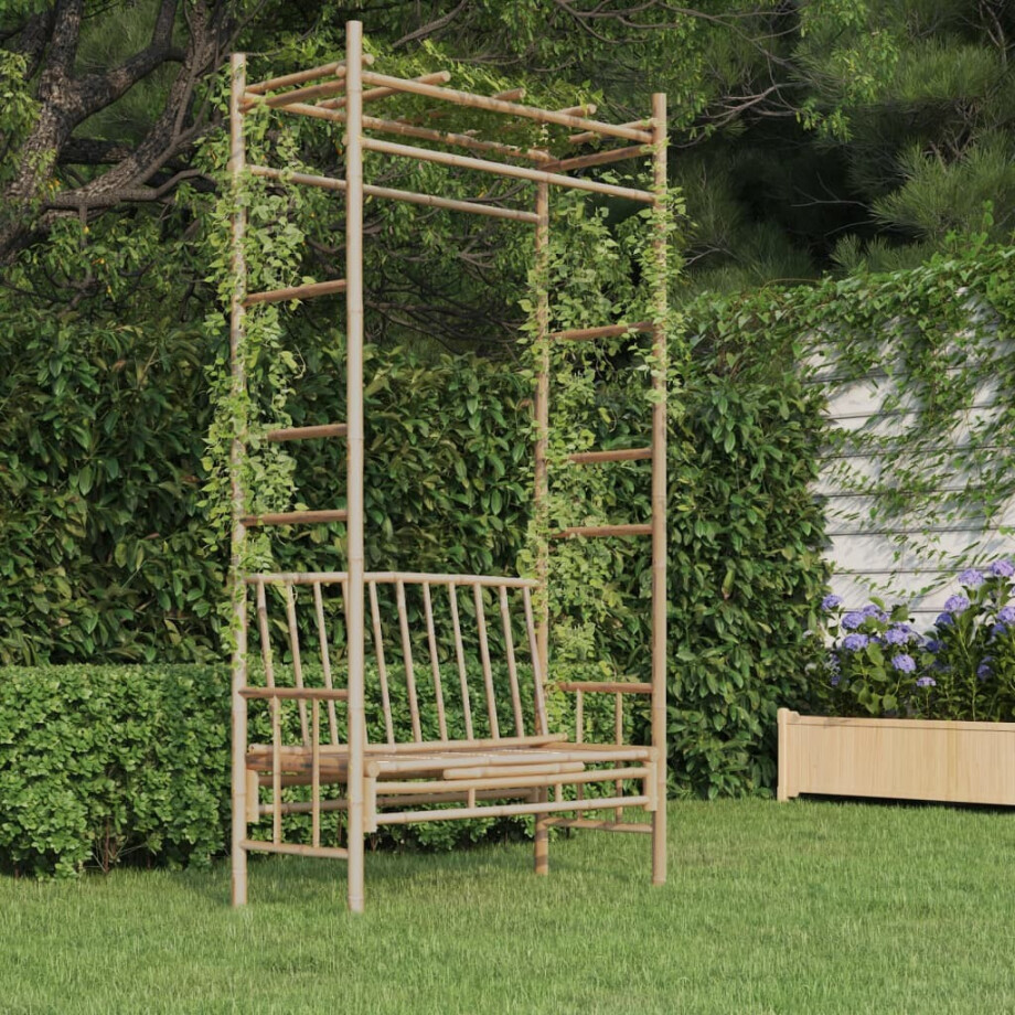 vidaXL Tuinbank met pergola 116 cm bamboe vidaXL Tuinbank met pergola 116 cm bamboe afbeelding 1