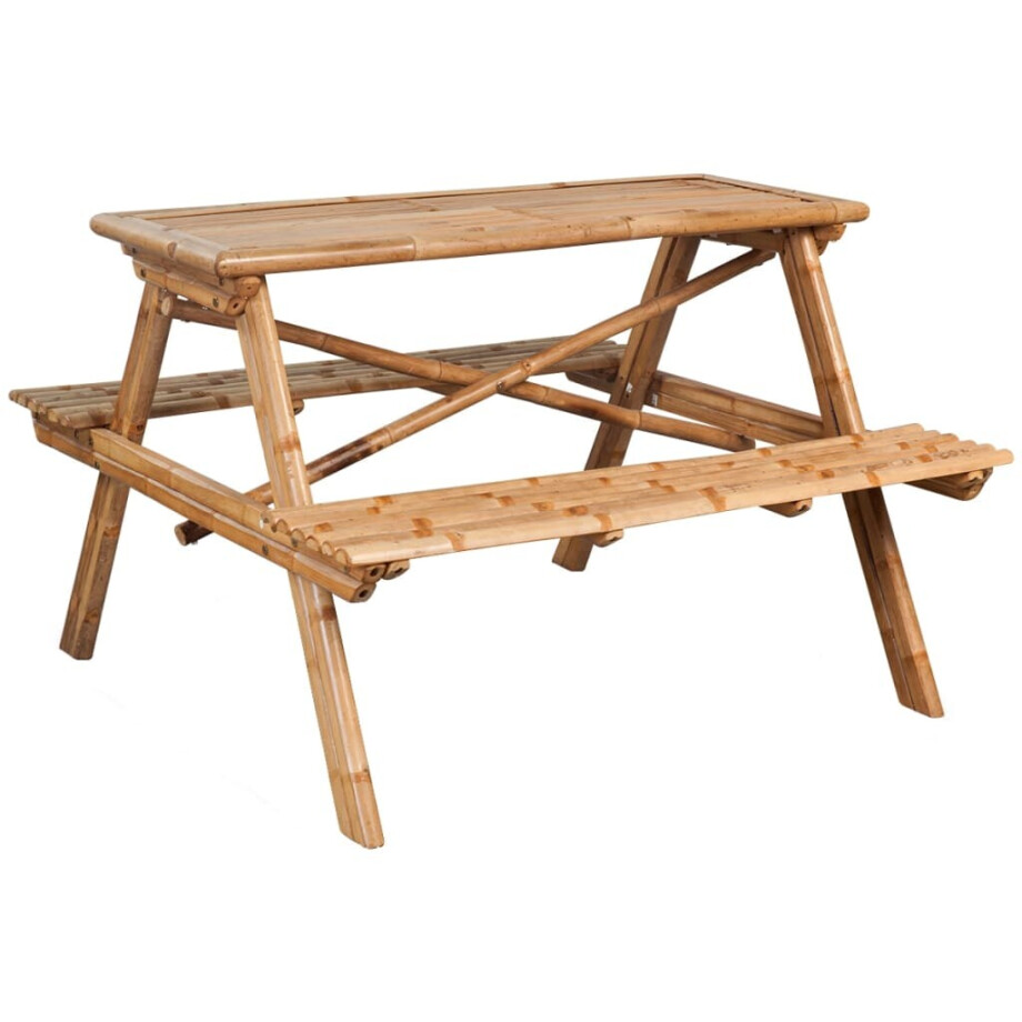 vidaXL Picknicktafel 115x115x81 cm bamboe afbeelding 1