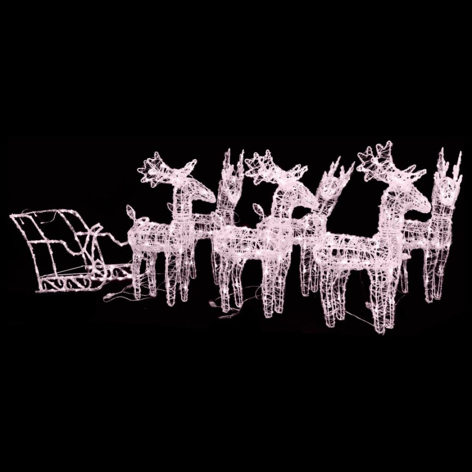 vidaXL Kerstversiering rendieren en slee 320 LED's acryl vidaXL Kerstversiering rendieren en slee 320 LED's acryl afbeelding 1