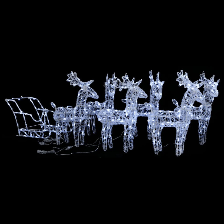 vidaXL Kerstversiering rendieren en slee 320 LED's acryl afbeelding 1