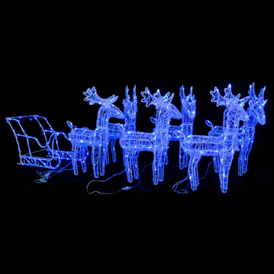 vidaXL Kerstversiering rendieren en slee 320 LED's acryl afbeelding 1