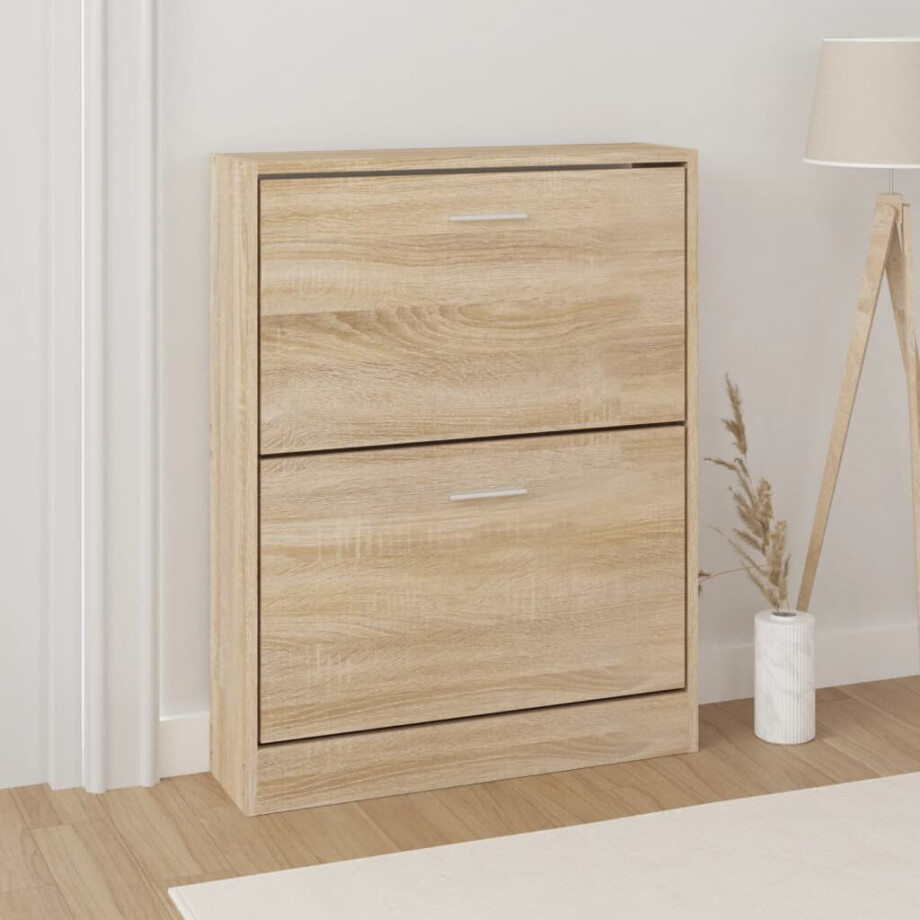 vidaXL Schoenenkast eiken 59x17x81 cm bewerkt hout afbeelding 1