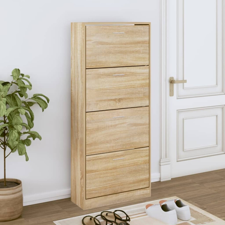 vidaXL Schoenenkast 63x24x147 cm bewerkt hout sonoma eikenkleurig afbeelding 1