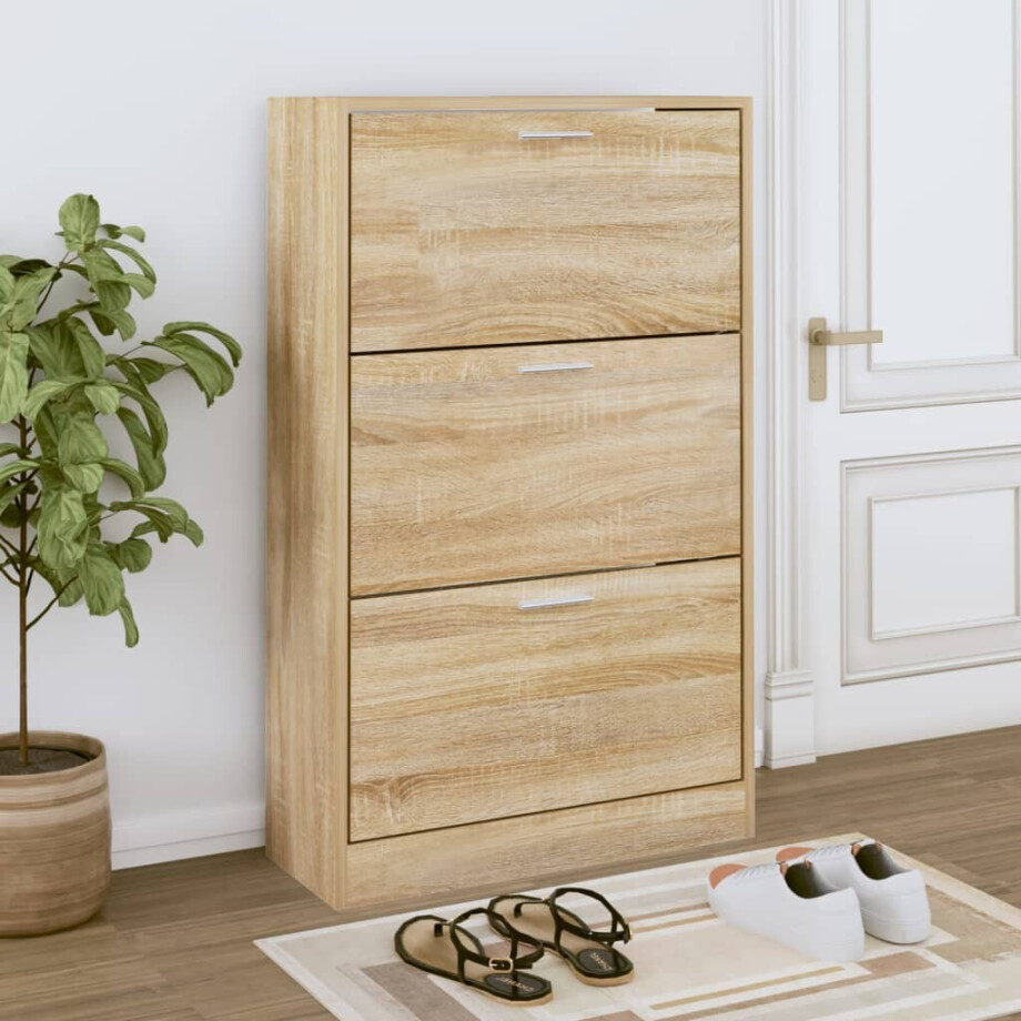 vidaXL Schoenenkast 63x24x103 cm bewerkt hout sonoma eikenkleurig afbeelding 1