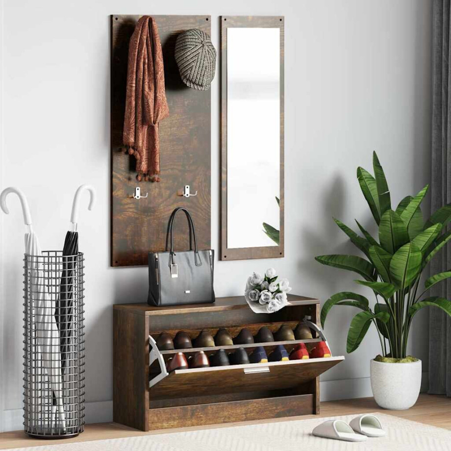 vidaXL Schoenenkastset 3-in-1 bewerkt hout sonoma eikenkleurig afbeelding 1