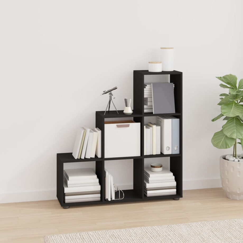 vidaXL Boekenkast trapvormig 107 cm bewerkt hout zwart afbeelding 1
