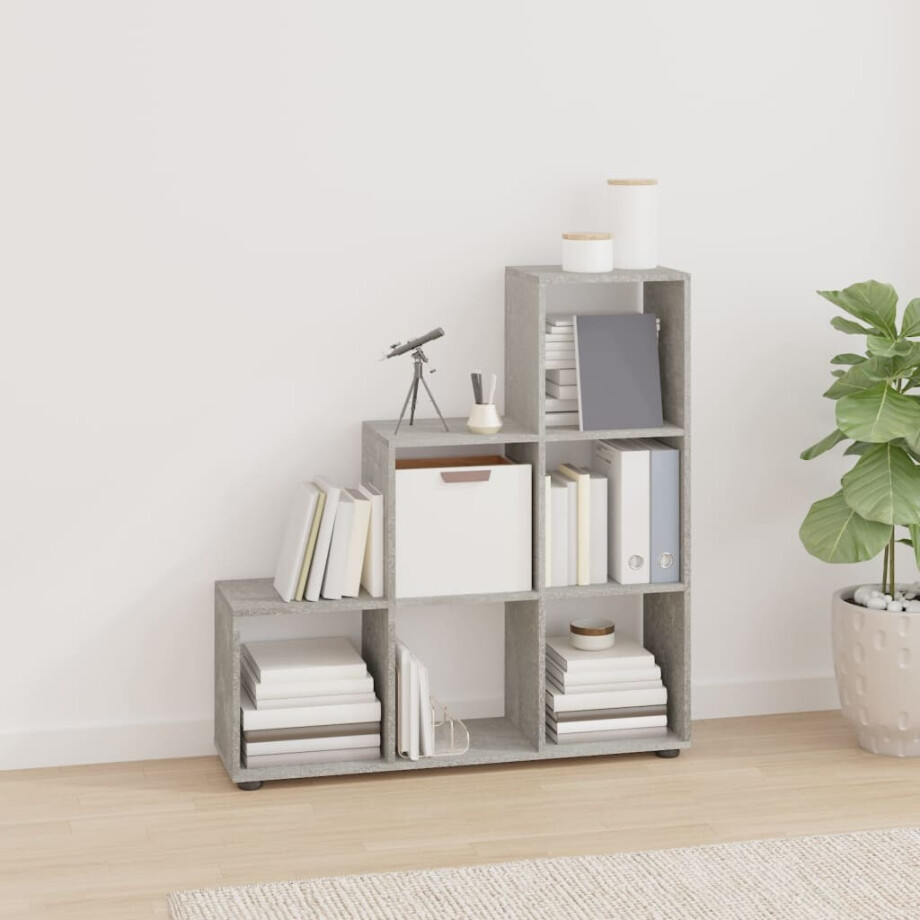 vidaXL Boekenkast trapvormig 107 cm bewerkt hout betongrijs vidaXL Boekenkast trapvormig 107 cm bewerkt hout betongrijs afbeelding 1