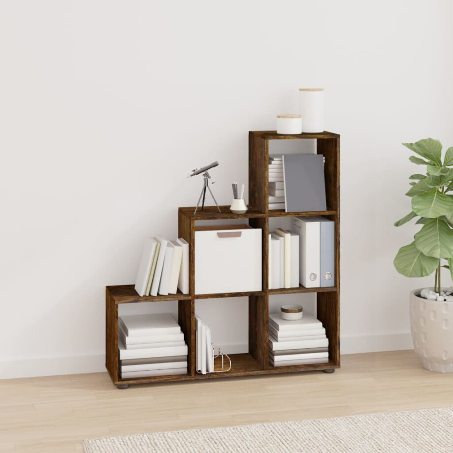 vidaXL Boekenkast trapvormig 107 cm bewerkt hout gerookt eikenkleurig vidaXL Boekenkast trapvormig 107 cm bewerkt hout gerookt eikenkleurig afbeelding 1