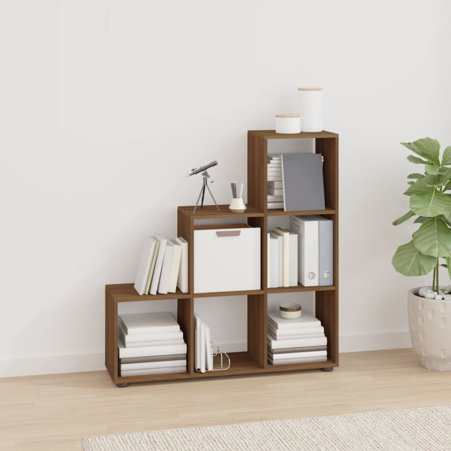 vidaXL Boekenkast trapvormig 107 cm bewerkt hout bruin eikenkleur afbeelding 1