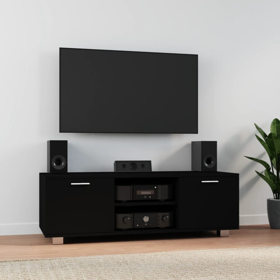vidaXL Tv-meubel 120x40,5x35 cm bewerkt hout zwart vidaXL Tv-meubel 120x40,5x35 cm bewerkt hout zwart afbeelding 1