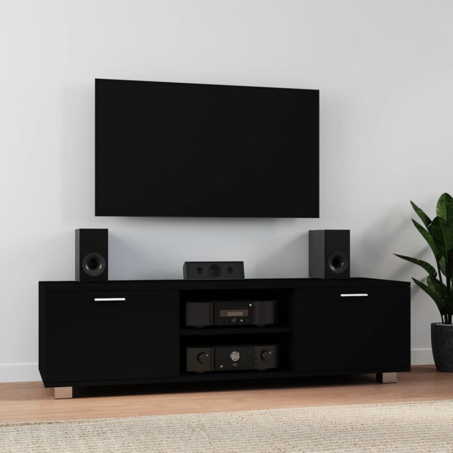 vidaXL Tv-meubel 140x40,5x35 cm bewerkt hout zwart vidaXL Tv-meubel 140x40,5x35 cm bewerkt hout zwart afbeelding 1