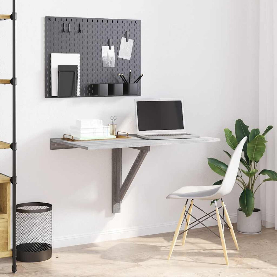 vidaXL Wandtafel inklapbaar 100x60x56 cm bewerkt hout grijs sonoma afbeelding 1