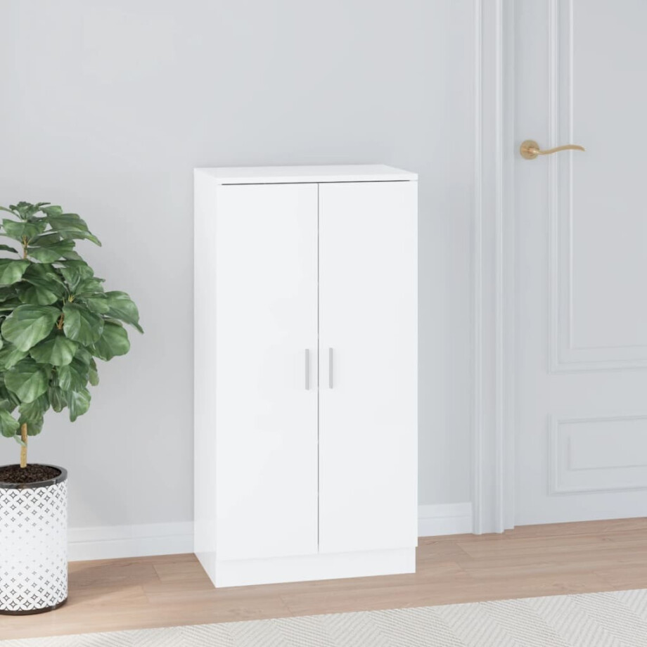 vidaXL Schoenenkast 55x35x108 cm bewerkt hout hoogglans wit vidaXL Schoenenkast 55x35x108 cm bewerkt hout hoogglans wit afbeelding 1