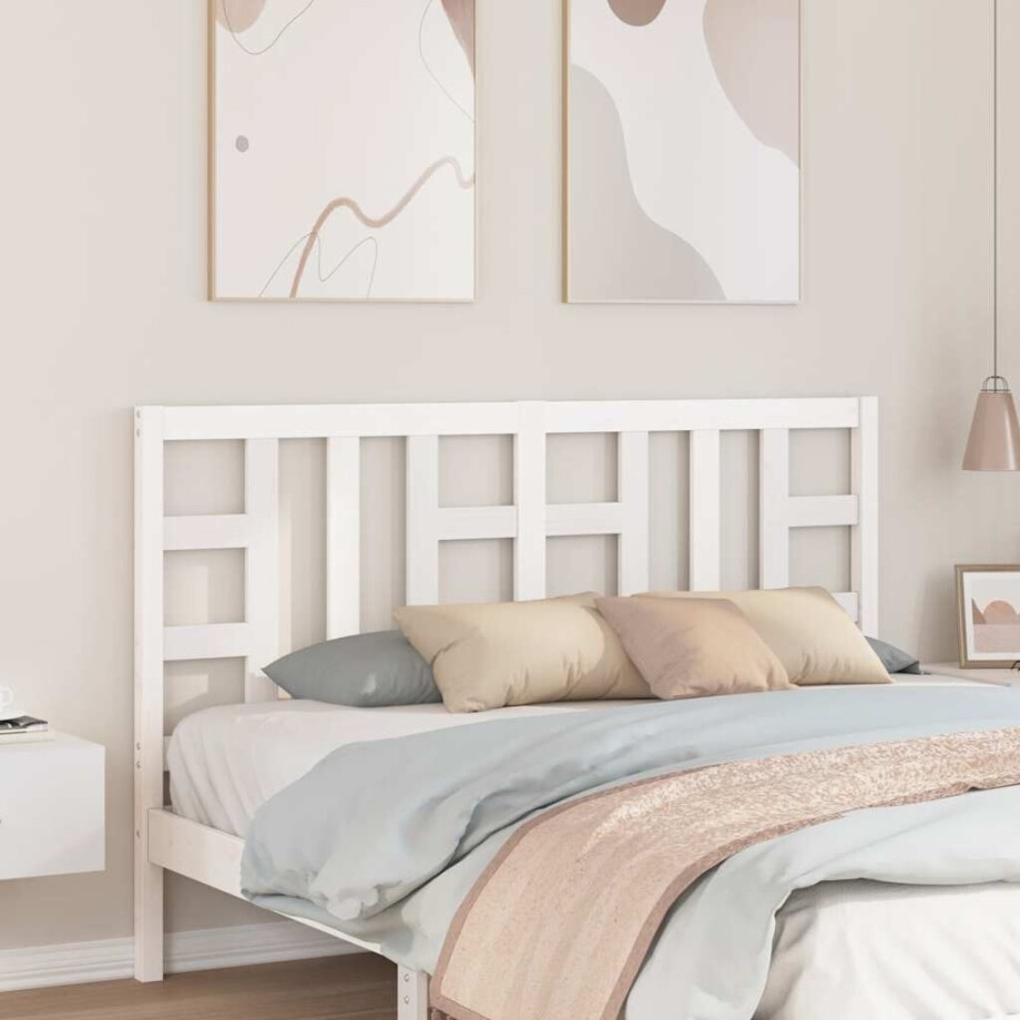 vidaXL Hoofdbord 156x4x100 cm massief grenenhout wit vidaXL Hoofdbord 156x4x100 cm massief grenenhout wit afbeelding 1