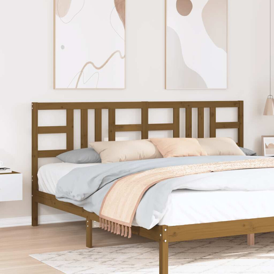 vidaXL Hoofdbord 206x4x100 cm massief grenenhout honingbruin afbeelding 1