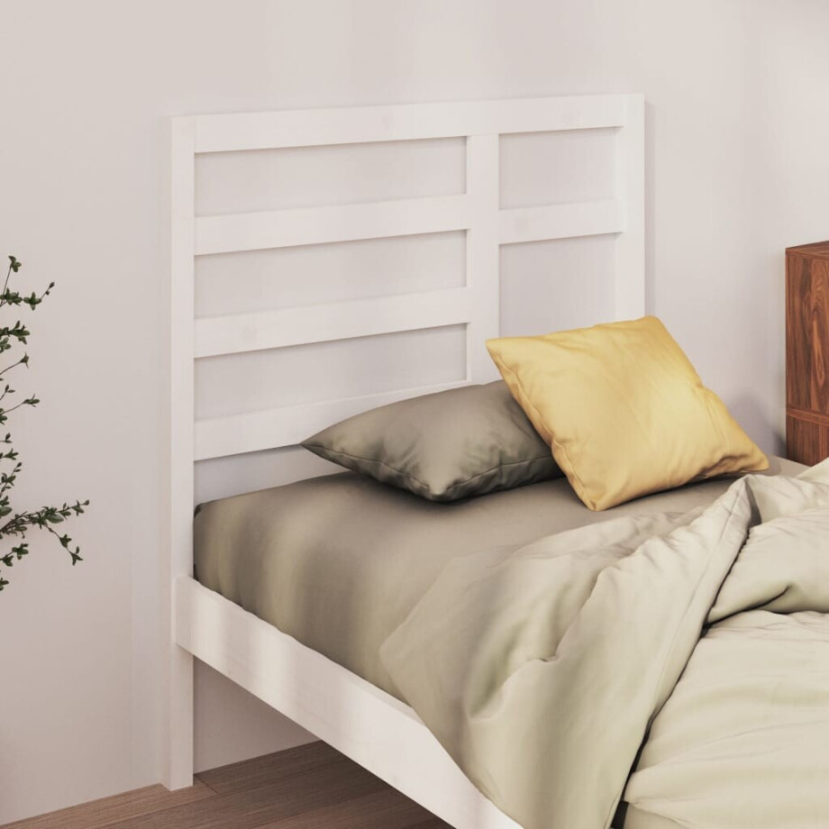 vidaXL Hoofdbord 96x4x104 cm massief grenenhout wit afbeelding 1