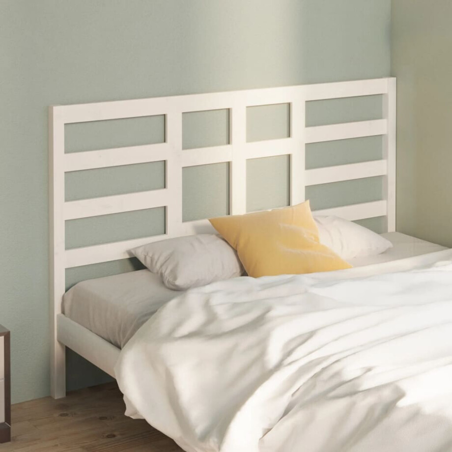vidaXL Hoofdbord 126x4x104 cm massief grenenhout wit afbeelding 1