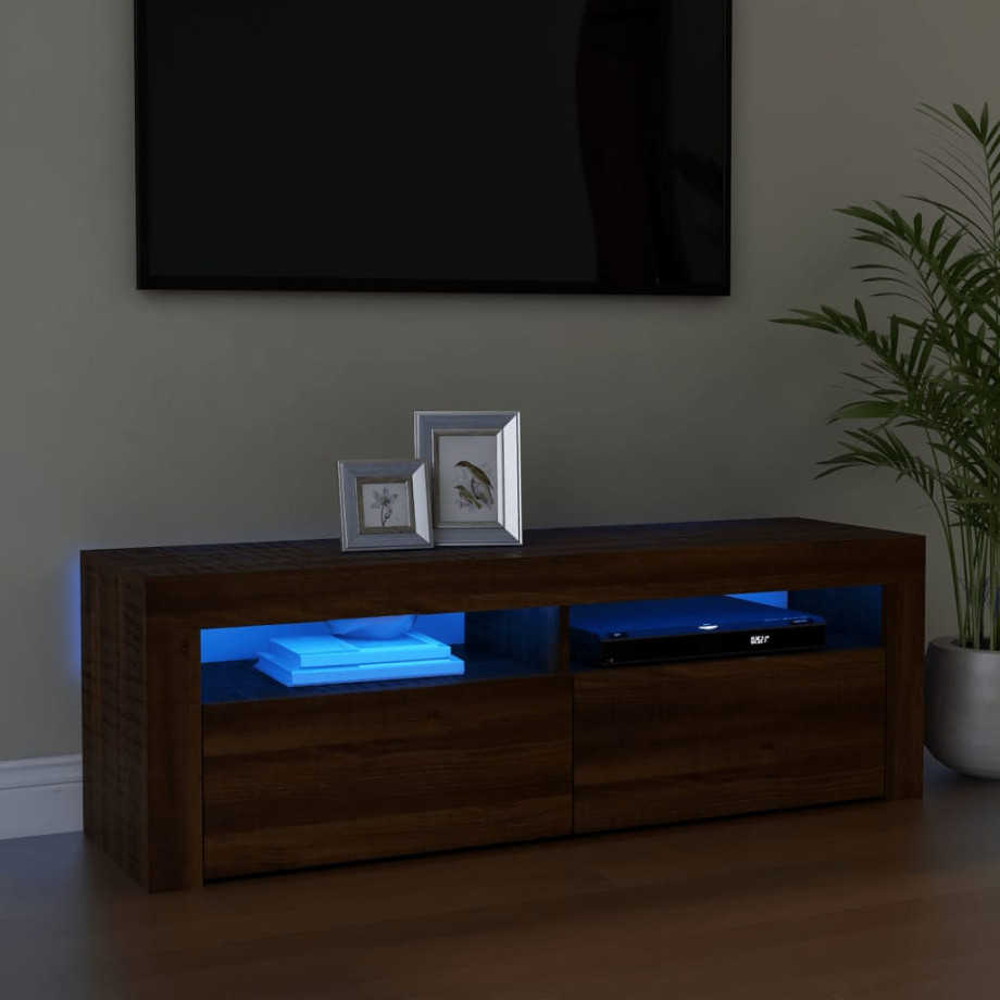 vidaXL Tv-meubel met LED-verlichting 120x35x40 cm bruin eikenkleur afbeelding 1