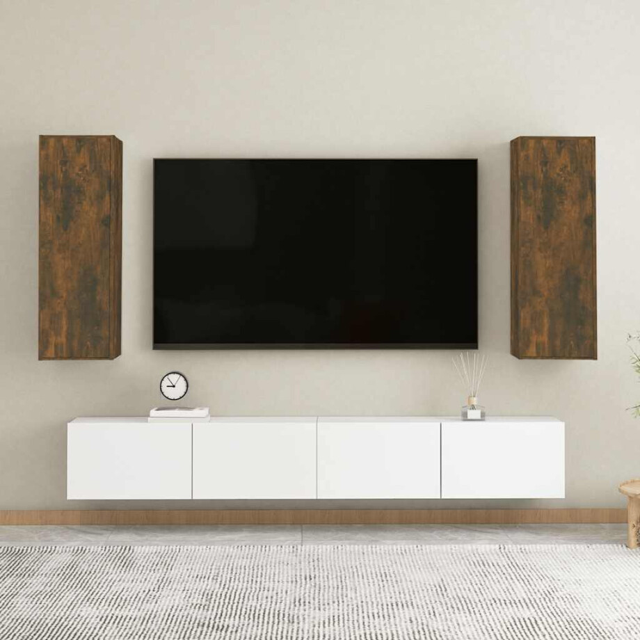 vidaXL Tv-meubelen 2 st 30,5x30x90 cm bewerkt hout gerookt eikenkleur afbeelding 1