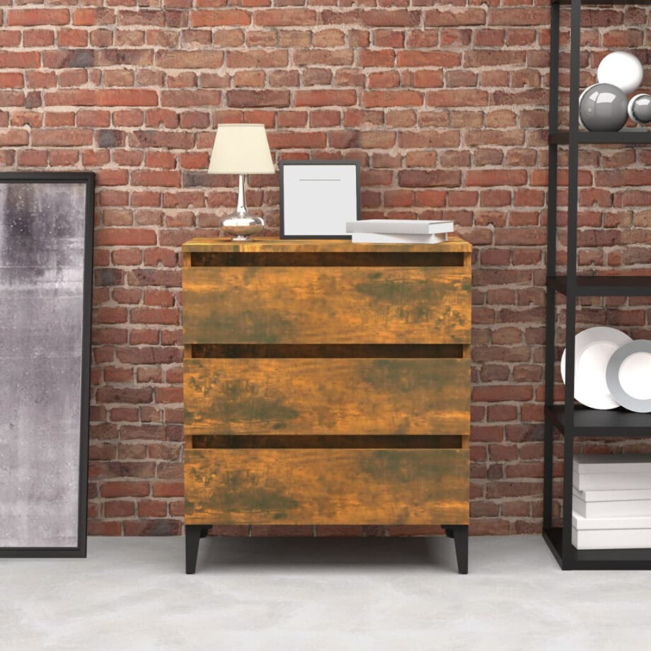 vidaXL Dressoir 60x35x69 cm bewerkt hout gerookt eikenkleurig vidaXL Dressoir 60x35x69 cm bewerkt hout gerookt eikenkleurig afbeelding 1