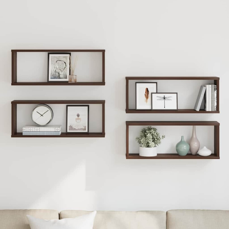 vidaXL Wandschappen kubus 4 st 60x15x23 cm bewerkt hout bruin eiken vidaXL Wandschappen kubus 4 st 60x15x23 cm bewerkt hout bruin eiken afbeelding 1