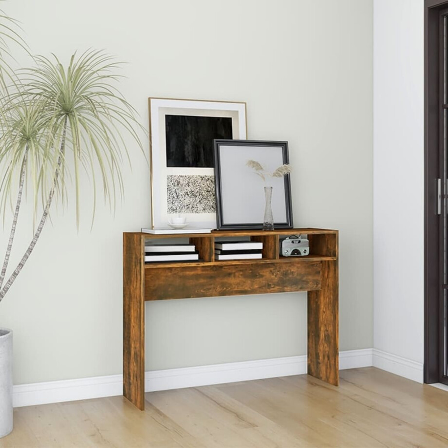vidaXL Wandtafel 105x30x80 cm bewerkt hout gerookt eikenkleurig afbeelding 1