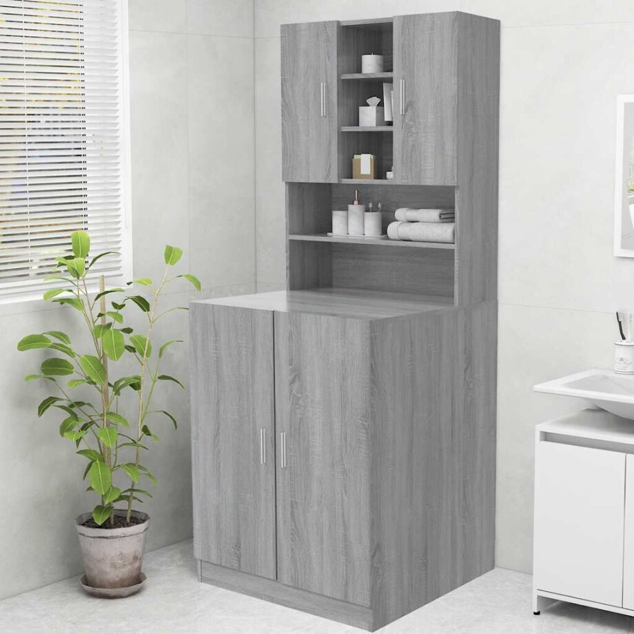 vidaXL Wasmachinekast 70,5x25,5x90 cm grijs sonoma eikenkleurig afbeelding 1