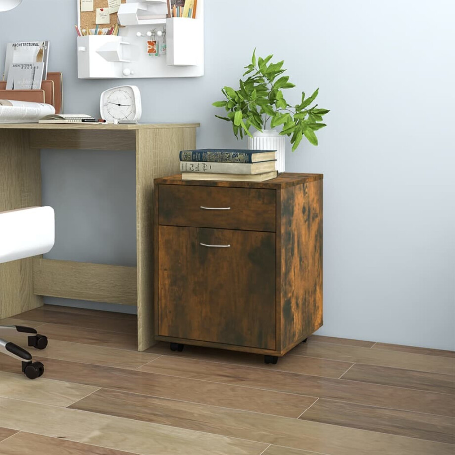 vidaXL Rolkast 45x38x54 cm bewerkt hout gerookt eikenkleurig vidaXL Rolkast 45x38x54 cm bewerkt hout gerookt eikenkleurig afbeelding 1