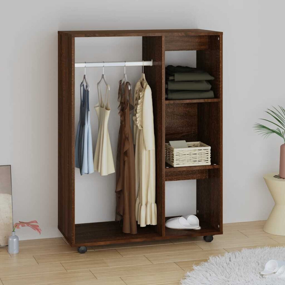 vidaXL Kledingkast 80x40x110 cm bewerkt hout bruin eikenkleur afbeelding 1
