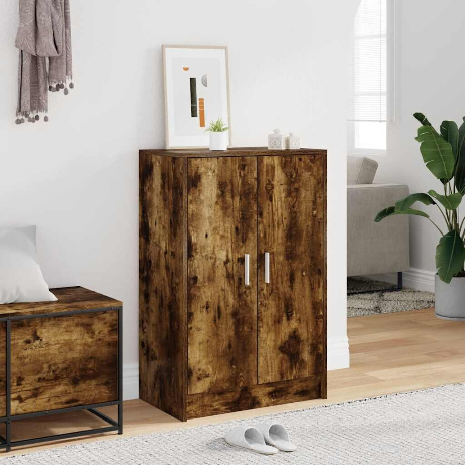 vidaXL Schoenenkast 60x35x92 cm bewerkt hout gerookt eikenkleurig afbeelding 1