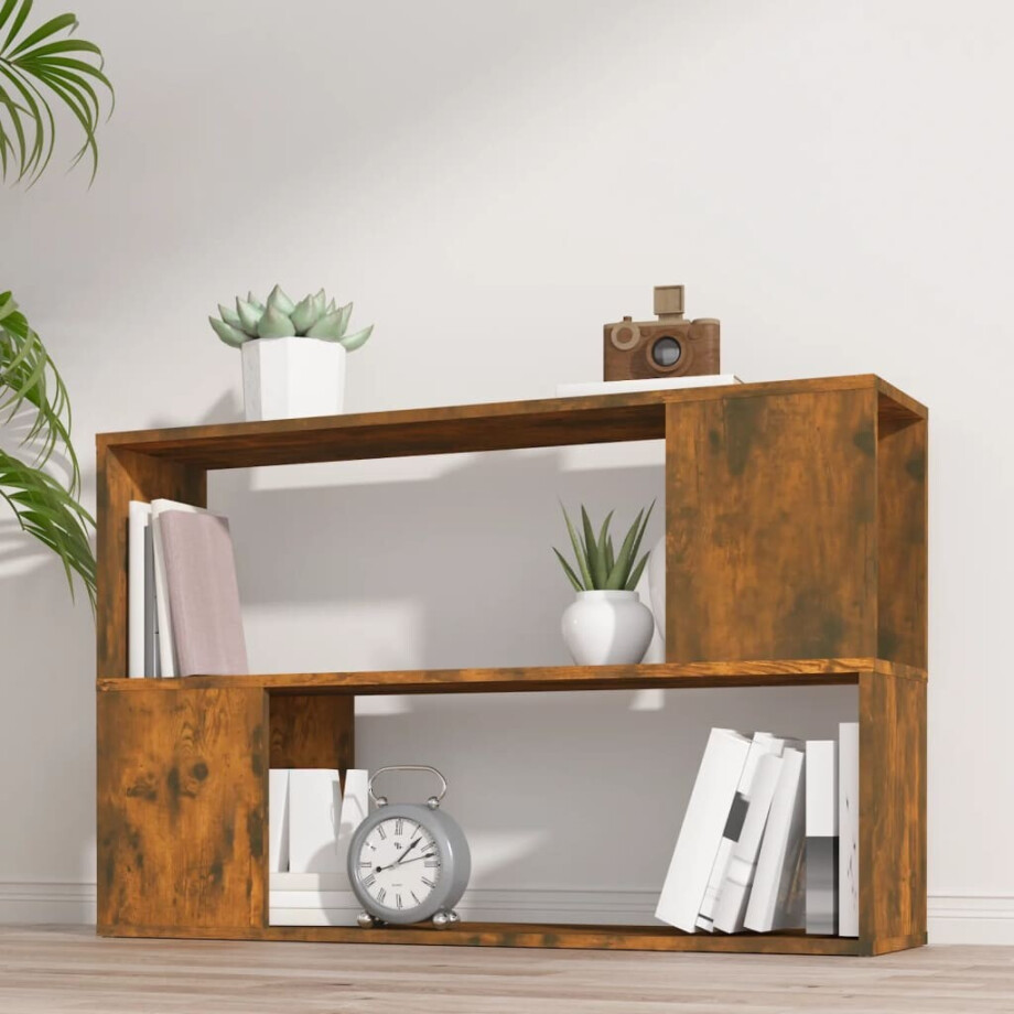 vidaXL Boekenkast 100x24x63 cm bewerkt hout gerookt eikenkleurig afbeelding 1