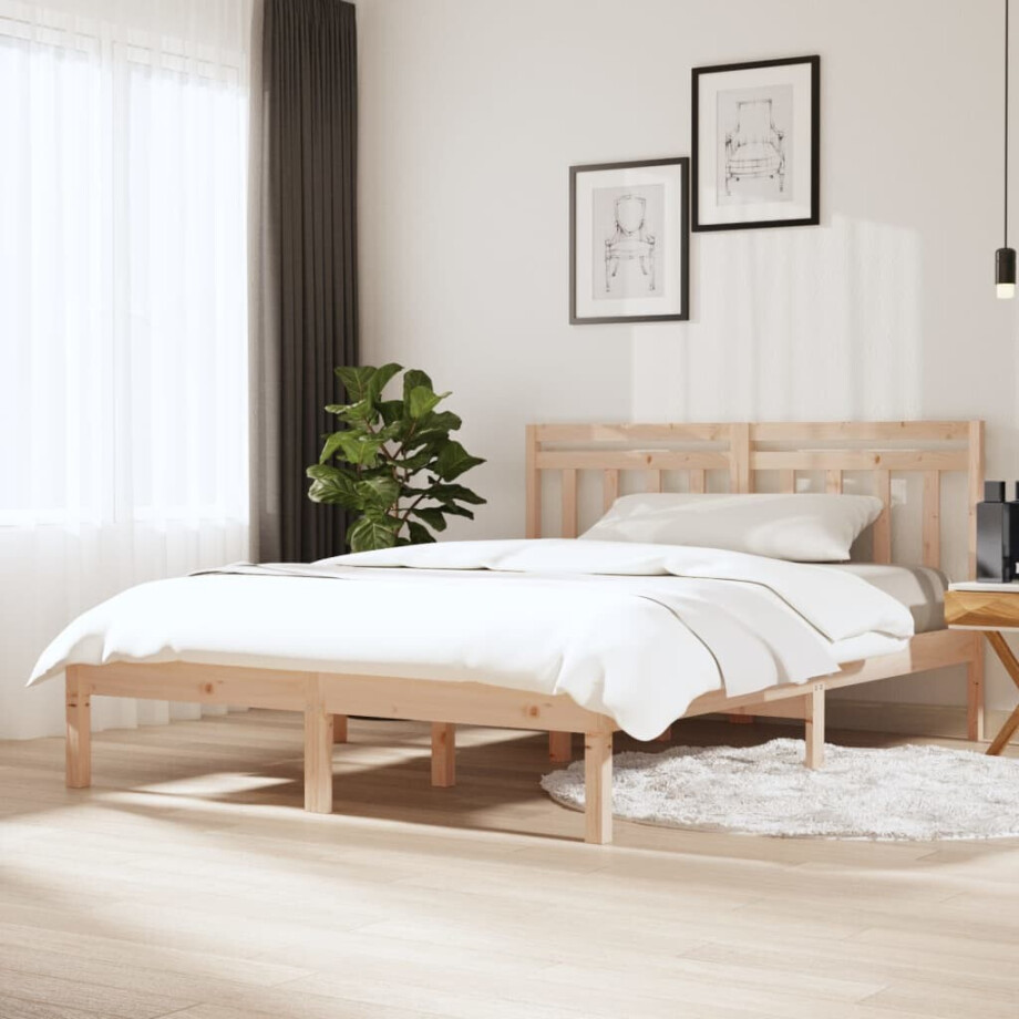 vidaXL Bedframe massief hout 135x190 cm afbeelding 1