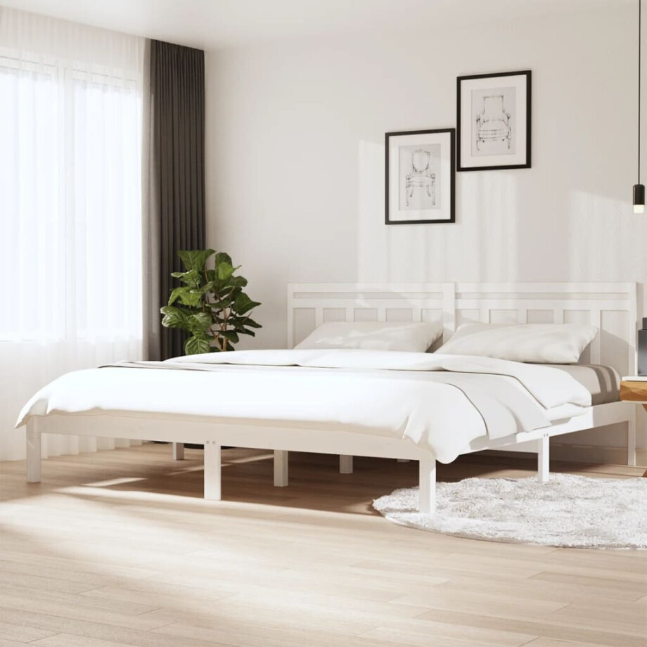 vidaXL Bedframe massief hout wit 180x200 cm afbeelding 1