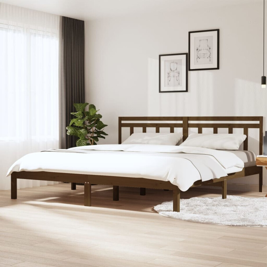 vidaXL Bedframe massief grenenhout honingbruin 200x200 cm afbeelding 1