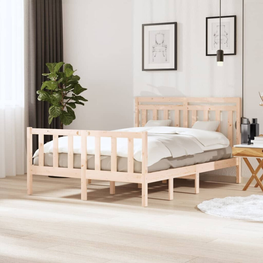 vidaXL Bedframe massief hout 135x190 cm afbeelding 1