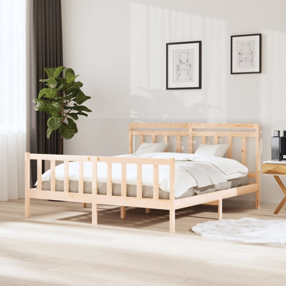 vidaXL Bedframe massief hout 160x200 cm vidaXL Bedframe massief hout 160x200 cm afbeelding 1