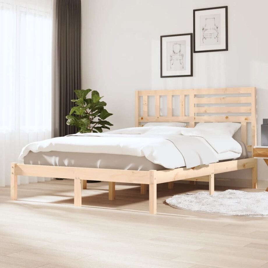 vidaXL Bedframe massief grenenhout 160x200 cm afbeelding 1