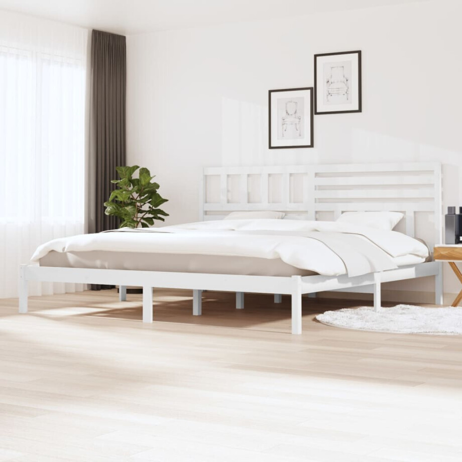 vidaXL Bedframe massief grenenhout wit 200x200 cm afbeelding 1