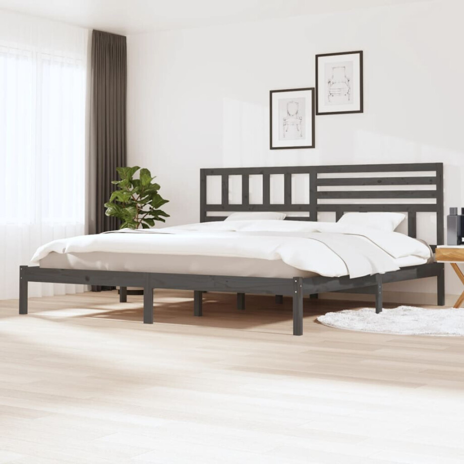 vidaXL Bedframe massief grenenhout grijs 200x200 cm vidaXL Bedframe massief grenenhout grijs 200x200 cm afbeelding 1