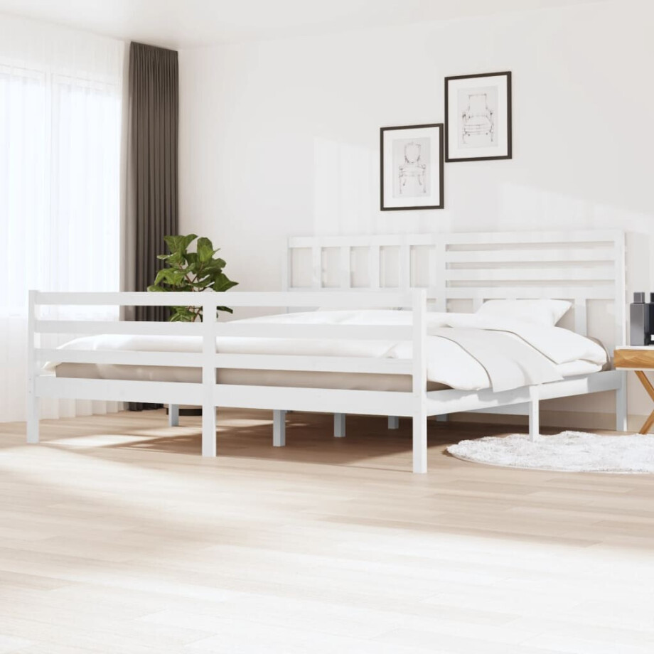 vidaXL Bedframe massief hout wit 180x200 cm afbeelding 1